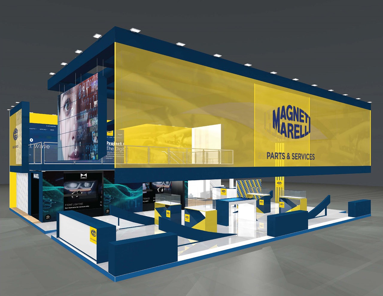 Rendering of the Magneti Marelli Parts & Services stand at Automechanika 2024